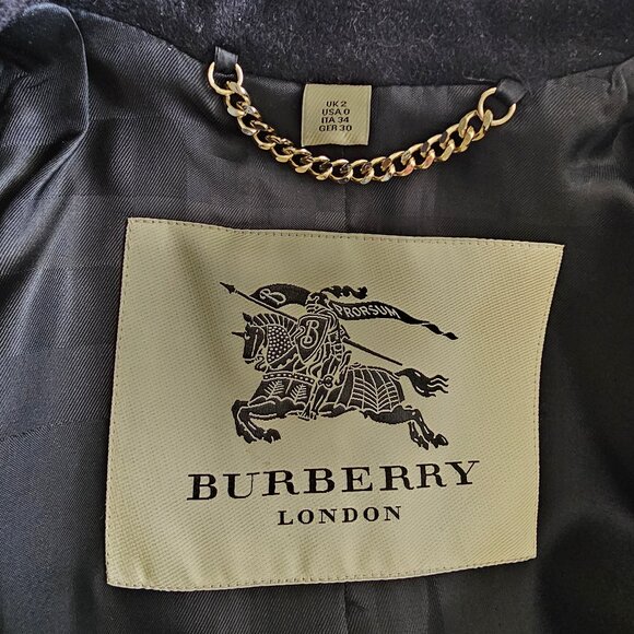 Burberry London Wool Cashmere Coat - Black - Sz UK2/US0/IT34 - Picture 4 of 16